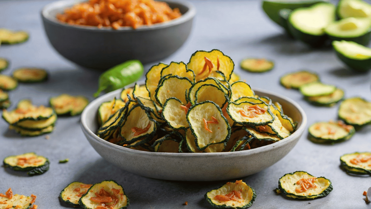 Easy Savory Keto Low-Carb Zucchini Chips Recipe- Just 3 ingredients!
